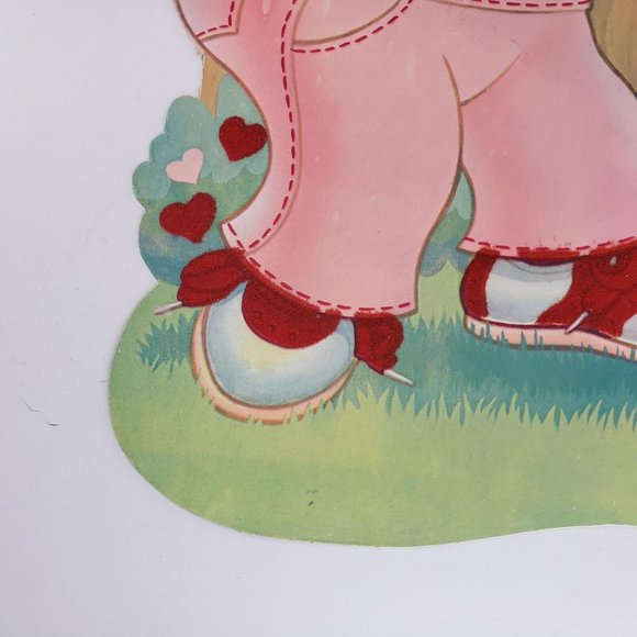 Vintage Valentine's Day Die Cut Bear Squirrel Bird Decoration Flocked - Picture 4 of 8